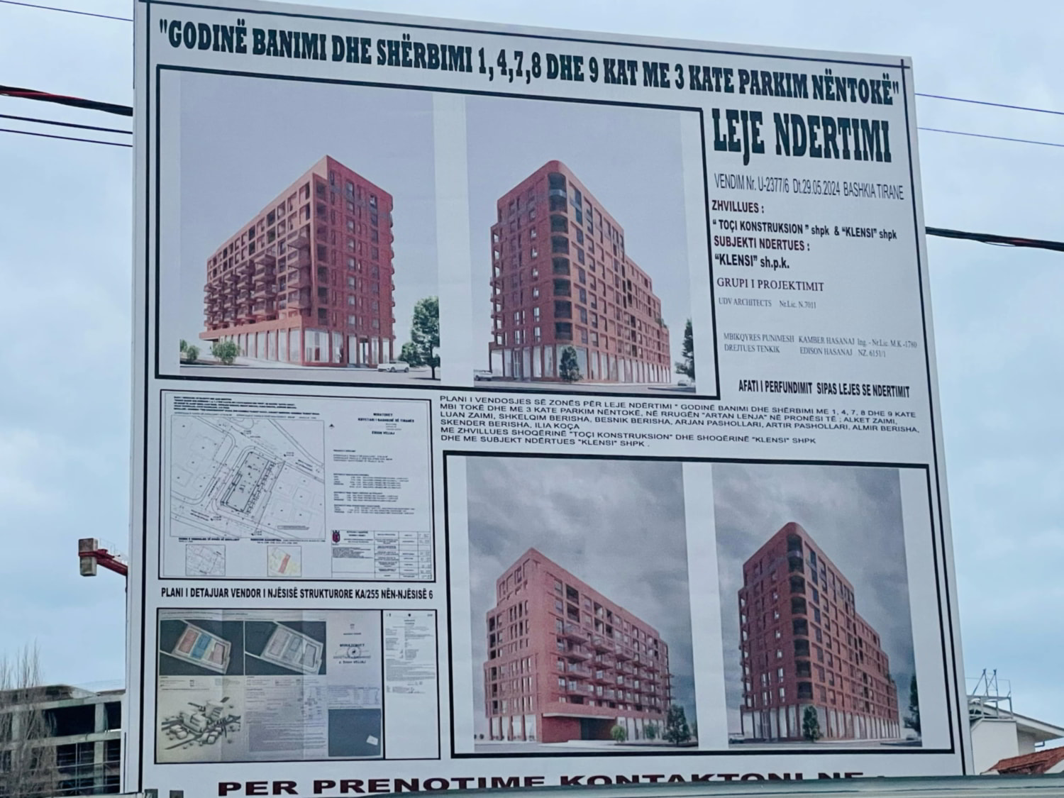 Godine Banimi dhe Sherbimi 1,4,7,8 dhe 9 Kat me 3 kate parkim nentoke ne rrugen Artan Lenja